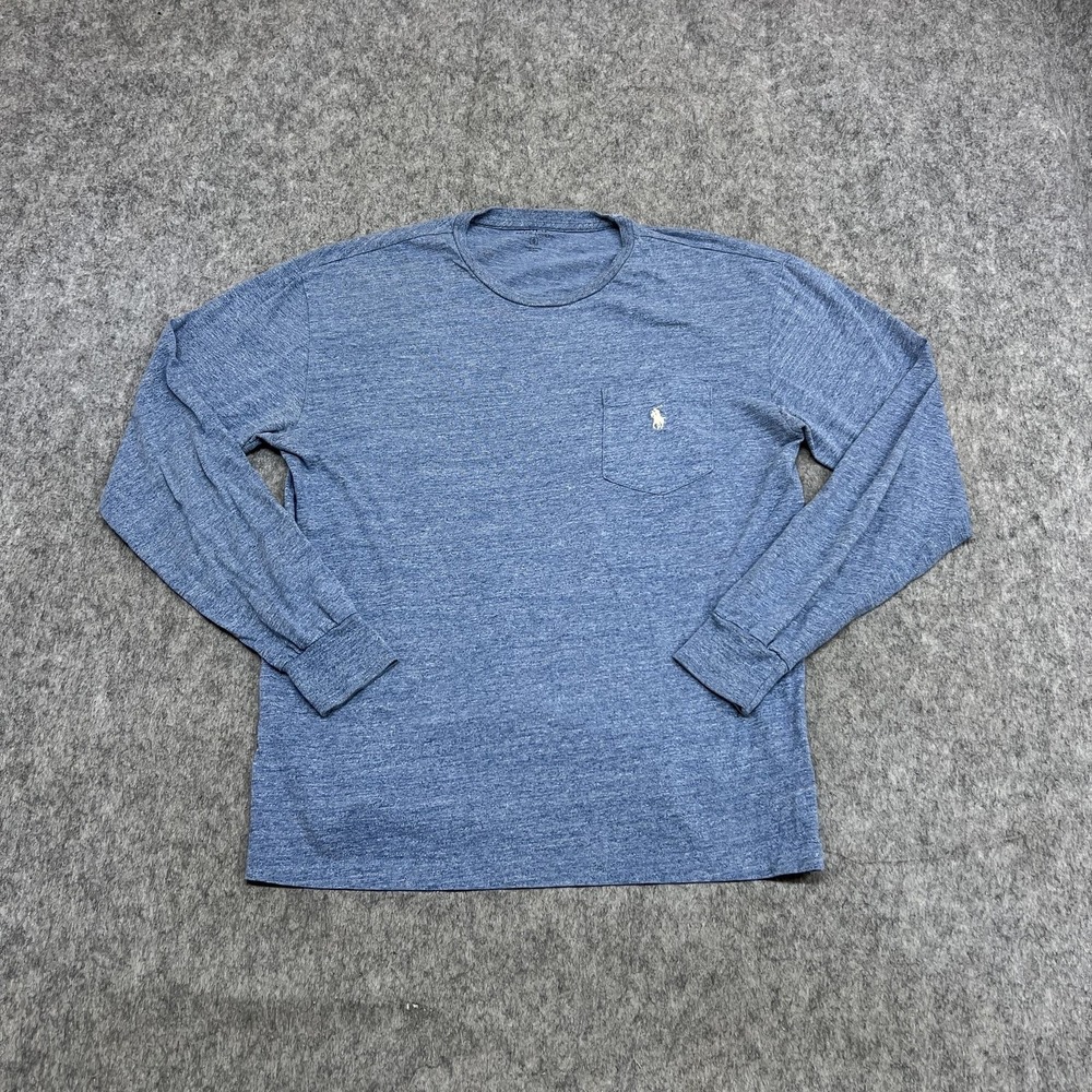 Polo Ralph Lauren Shirt Mens S Blue Long Sleeve Pocket Pony Crewneck Casual